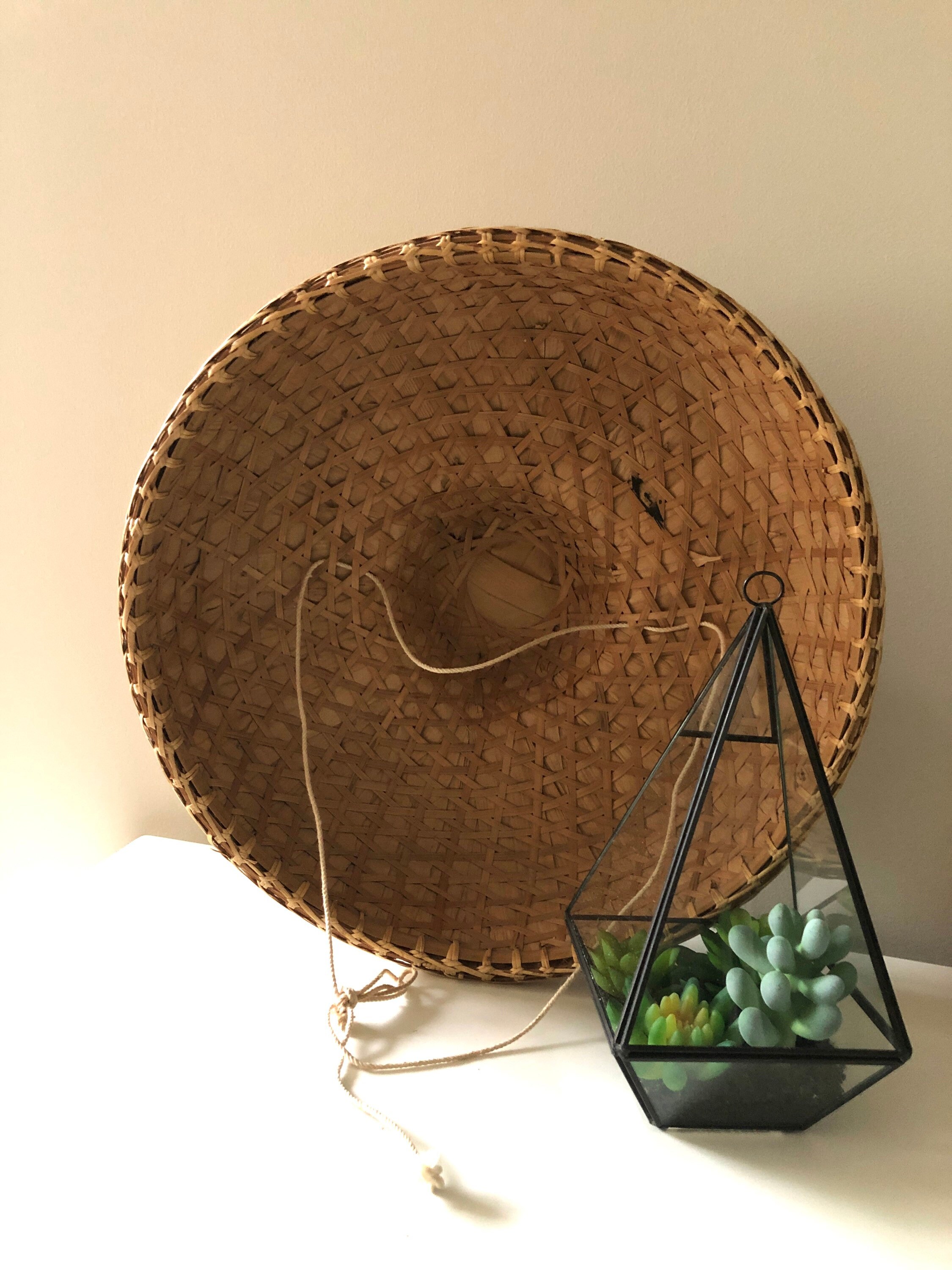 SALE Vintage Asian Rickshaw Hat Oriental Sun Hat Wall Decor  display picture 3