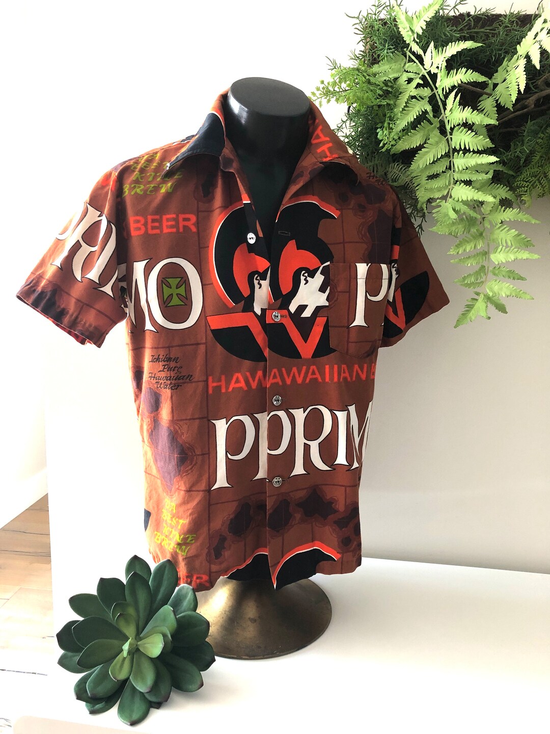 80's VINTAGE PRIMO BEER 両面プリント Tシャツ ブルー