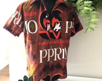 Vintage Hawaiian Holiday PRIMO BEER Sports Wear chemise de surf