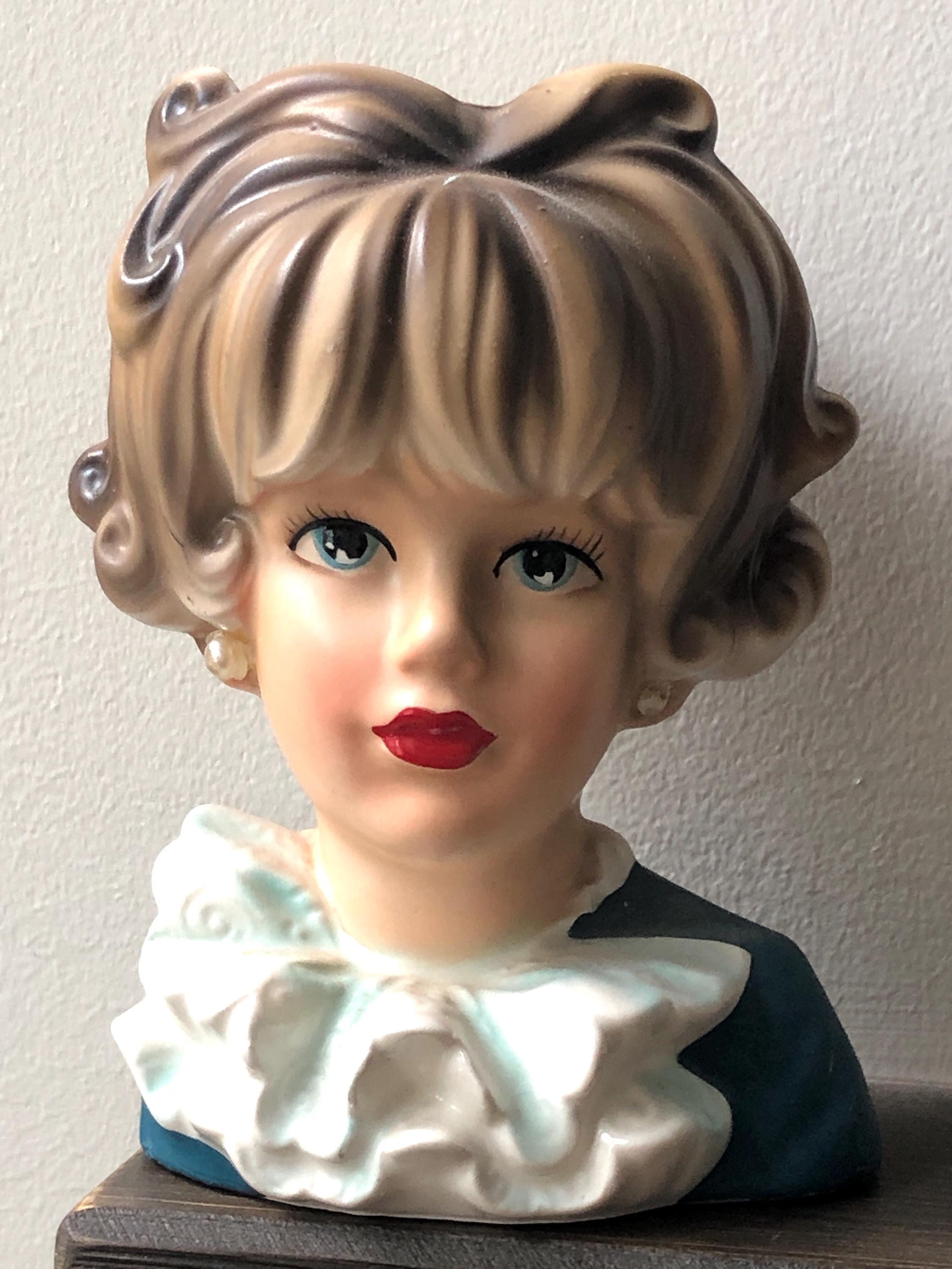 Relpo（レルポ）陶器　花瓶　貴婦人　日本製　ヘッドベース ヴィンテージ SALE Vintage Relpo Lady Head Vase Japan 60's Collectible - Etsy
