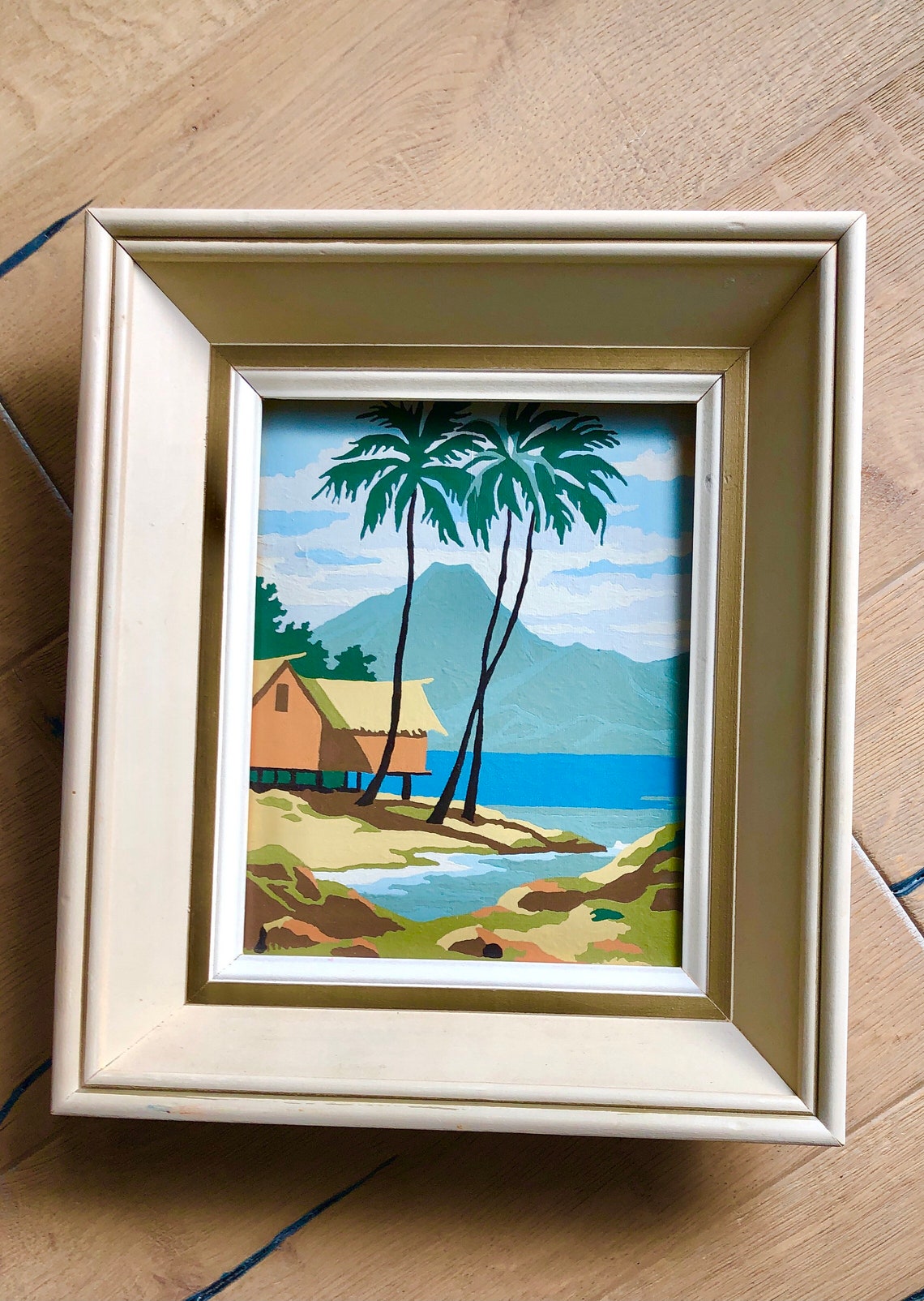 Vintage Paint By Number Tropical Hawaiian Theme Beach Palm Etsy