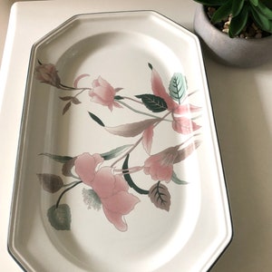 Vintage MIKASA Oval Platter Silk Flowers Like-New 80’s