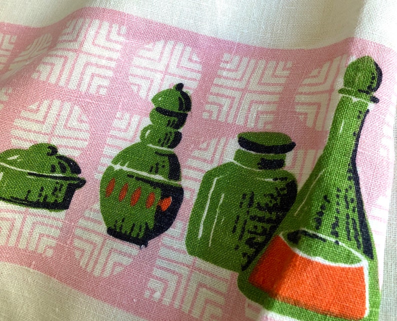 Vintage Linen Kitschy Fabric Retro Atomic Style Mod 60's Etsy