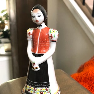 SALE Vintage Hollohaza Porcelain Girl Hungarian Hand Painted Traditional Costume