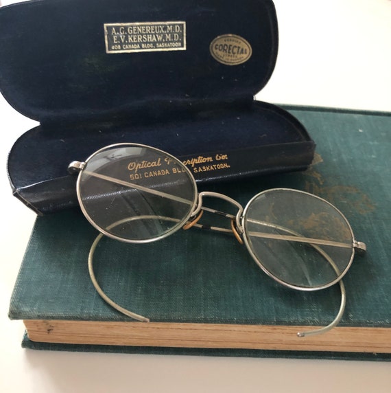 Vintage Eye-wear Wired Spectacles With Case Early… - image 1