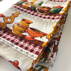 SALE Vintage Linen Retro Fabric Curtain 70 inches Material