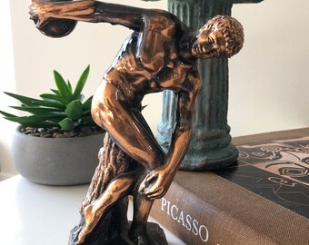 Vintage DISCOBOLUS Figurine Disc Thrower Made In Greece Discus Thrower