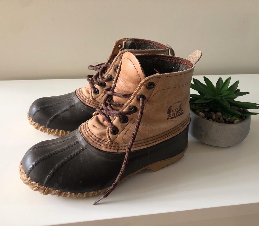 Vintage Sorel Pow-Wow Duck Boots Shoes Leather Rubber Made in Canada Mens 10 Vintage Sorel Duck Boots Mens US Size 10 Shoes Muck Leather  main image 3