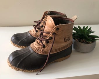 Sorel‎ Vintage Made in Canada Teal Nylon Rubber Snow Duck Boots Mens 8 Vintage Sorel Duck Boots Mens US Size 10 Shoes Muck Leather  main image 4
