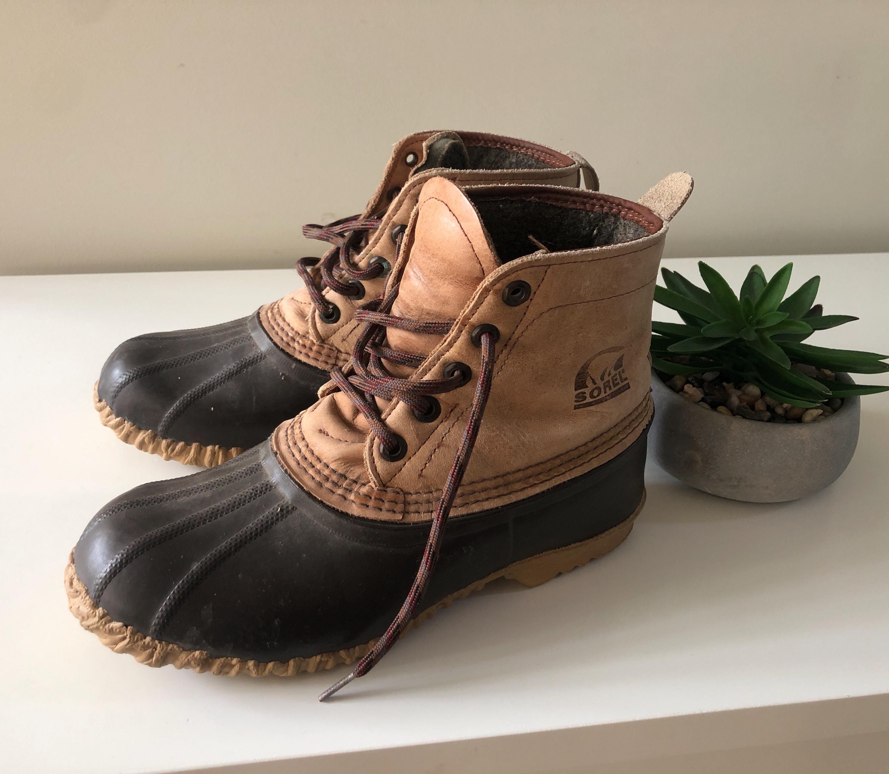 Sorel Men\'s Duck Boots - Brown and Black Vintage Sorel Manitou Duck Boots Men 7 | Tan Black Wool  main image 3