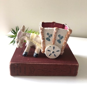 Vintage Donkey And Cart Ceramic Planter Mid Century Decor Mother's Day Gift Idea