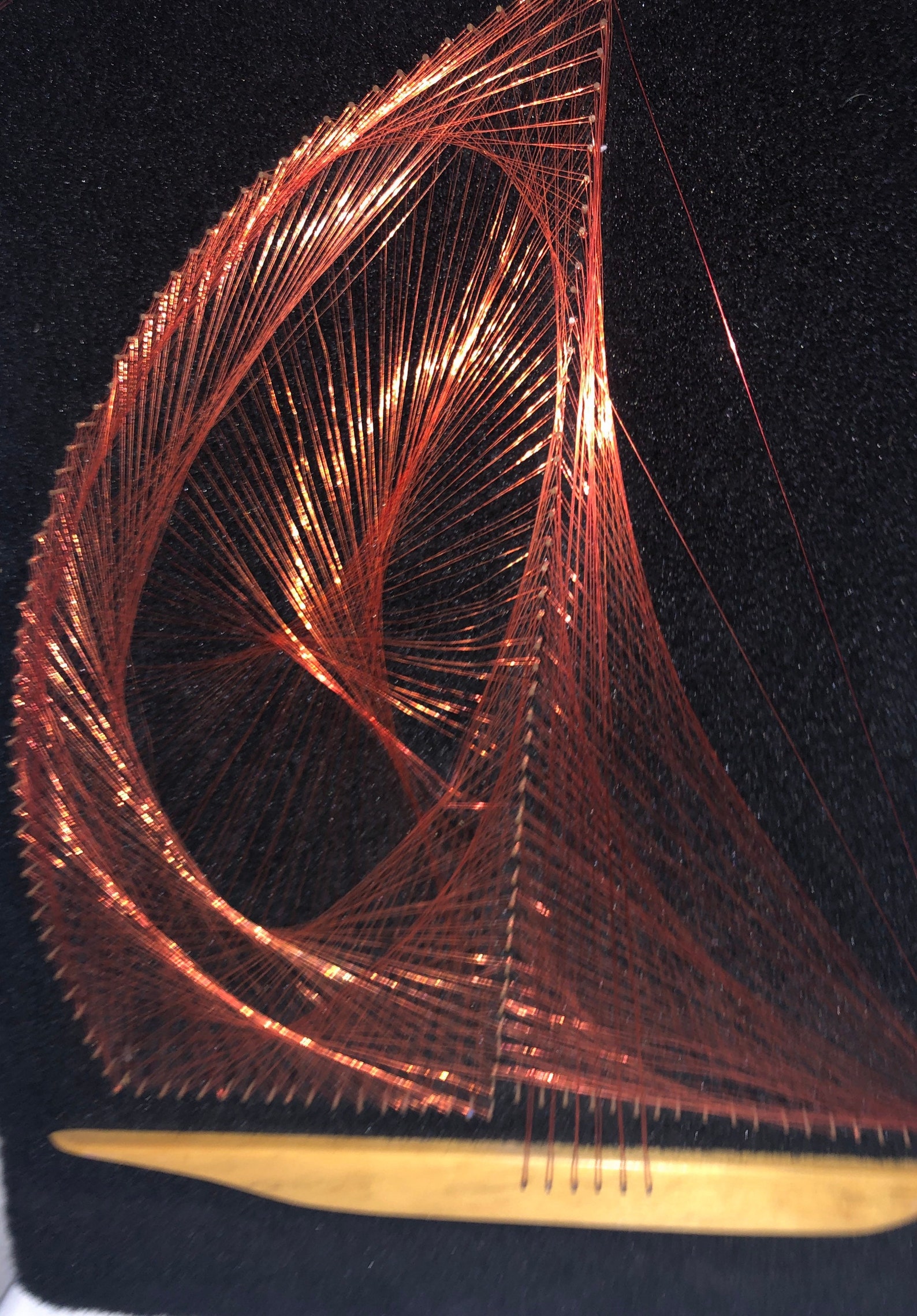 Vintage Copper String 3D Sailboat and Seagulls Large Mid Century Art ...