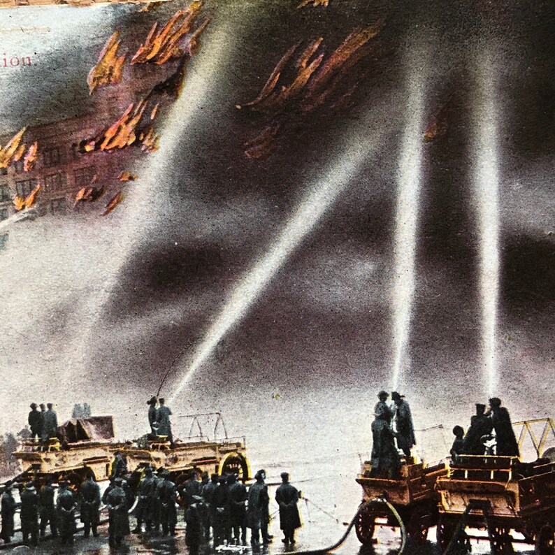 Vintage New York Firefighters Brooklyn Postcard 1905 Navy Yard History