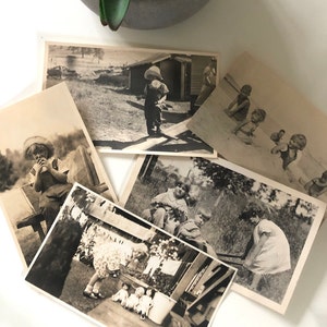 ADORABLE 40’s Sepia Photography Children Ephemera Home Decor