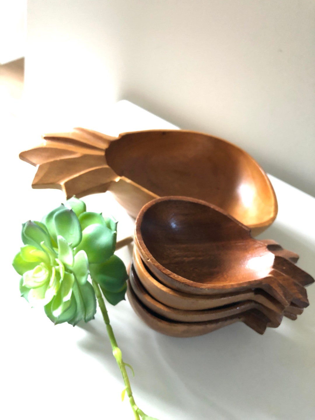 Vintage Pineapple Wooden Hawaiian Bowls Nut Bowls Fruit Bowls Party