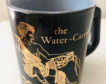 Vintage Horoscope Federal Milk Glass Mug Aquarius The Water Carrier Gold Print Retro Mid Century Zodiac
