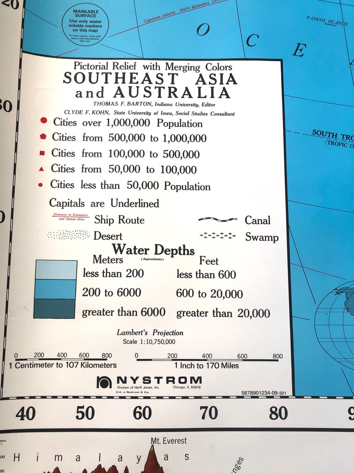 Vintage Large NYSTROM Map Australia South East Asia Scroll Etsy Il L51m 