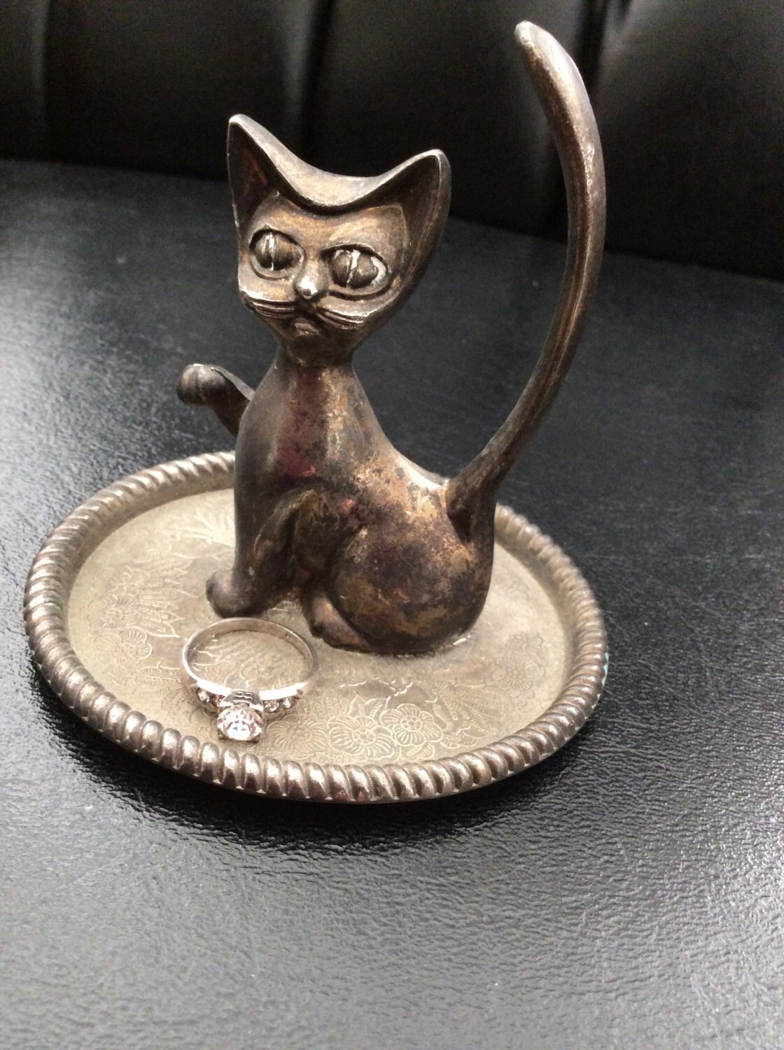 Vintage Cat Ring Holder Decor Metal Jewelry Holder Home Decor Etsy