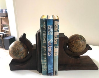 Vintage Globe Bookends Home Decor Mid Century 70’s Retro *Shipping Is Free With A Second Purchase*