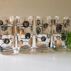 4 Vintage Barware Mid Century Retro Highball Glasses
