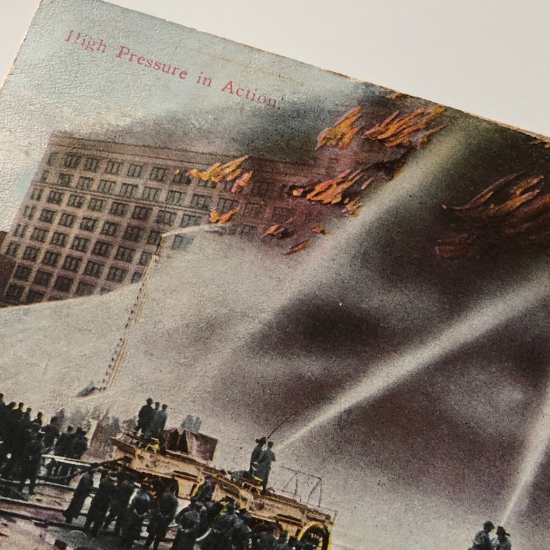 Vintage New York Firefighters Brooklyn Postcard 1905 Navy Yard History