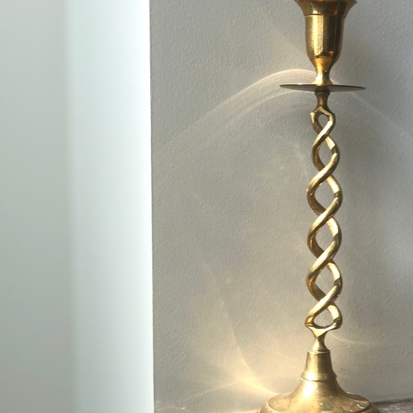 Twisted Brass Candlestick Mod Home Decor Barley Twist Design Traditional Classic Candle Holder *Free Shipping With Second Purchase*