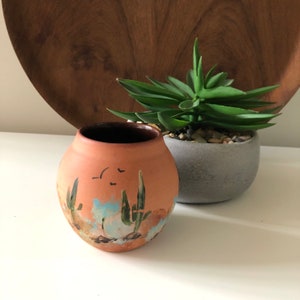 SALE Vintage Southwestern Stoneware Pot Saguaro Pottery Desert Handpainted Signed Tasso *Shipping Is Free With Second Purchase*