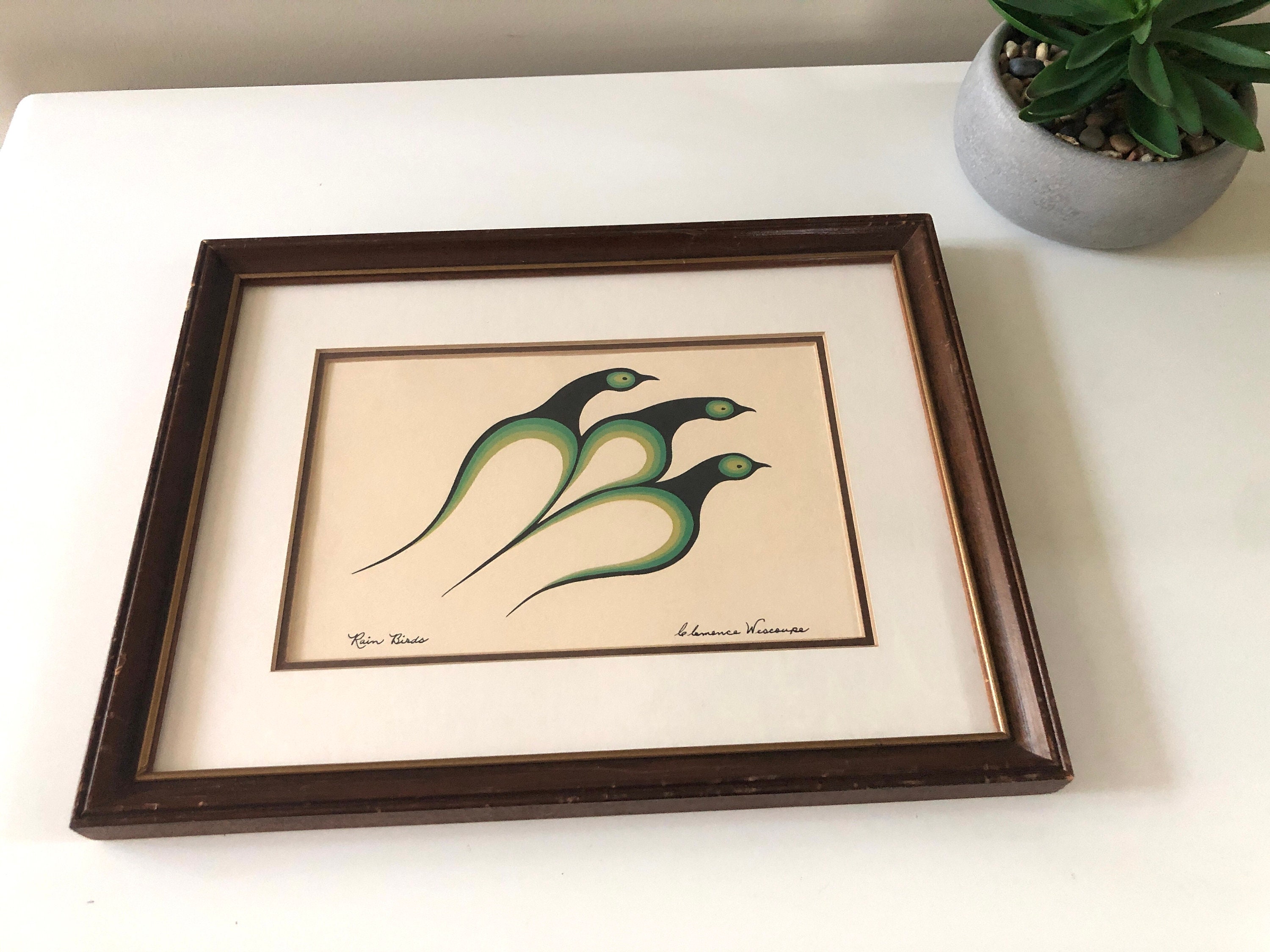 1977 Clemence Wescoupe Signed Rain Birds Serigraph Silkscreen