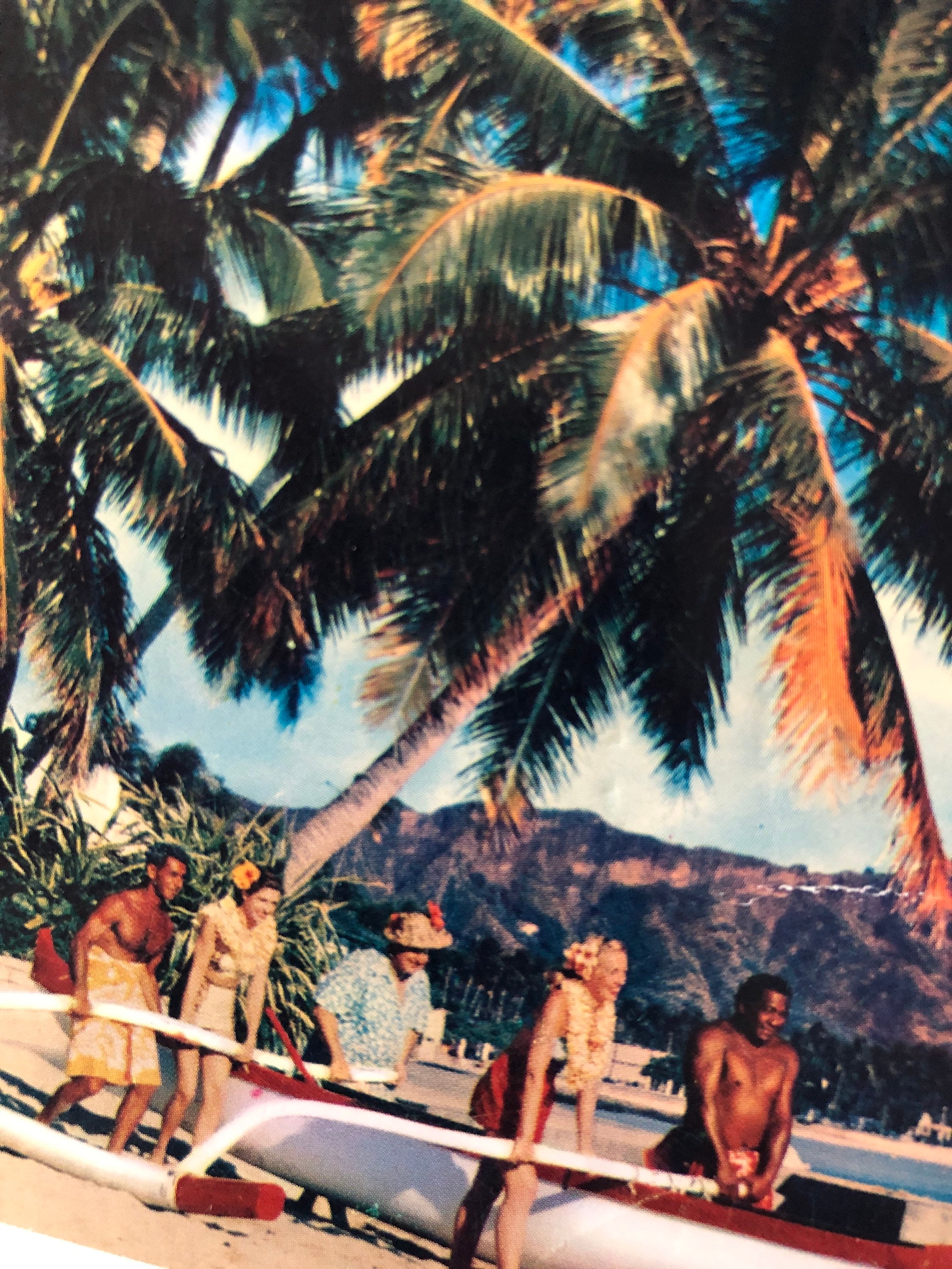 Vintage Hawaii Postcard Pan American Airlines 60s Home Decor