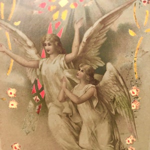 VENTE 1912 HTL vintage Postcard Angels Collectible Ephemera Hold To Light Rare