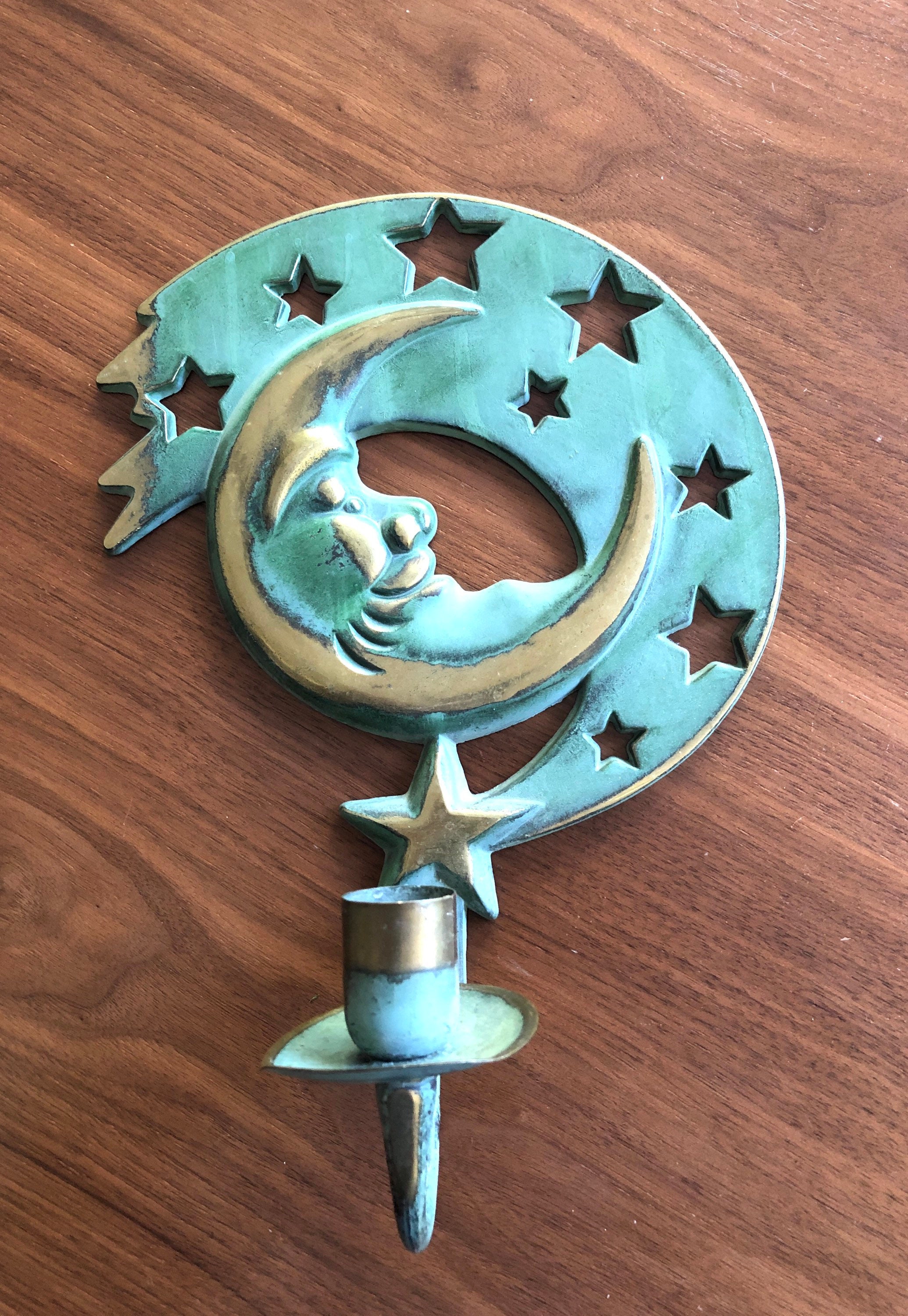 Vintage Bohemian Candle Holder Celestial Moon Patio Decor 90s Etsy