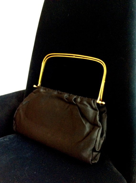 SALE Vintage French Purse Tarkor Bag Black Fabric 