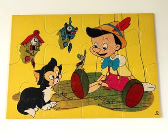 Pinocchio Puzzle 1940 Walt Disney Nursery Decor Antique *free