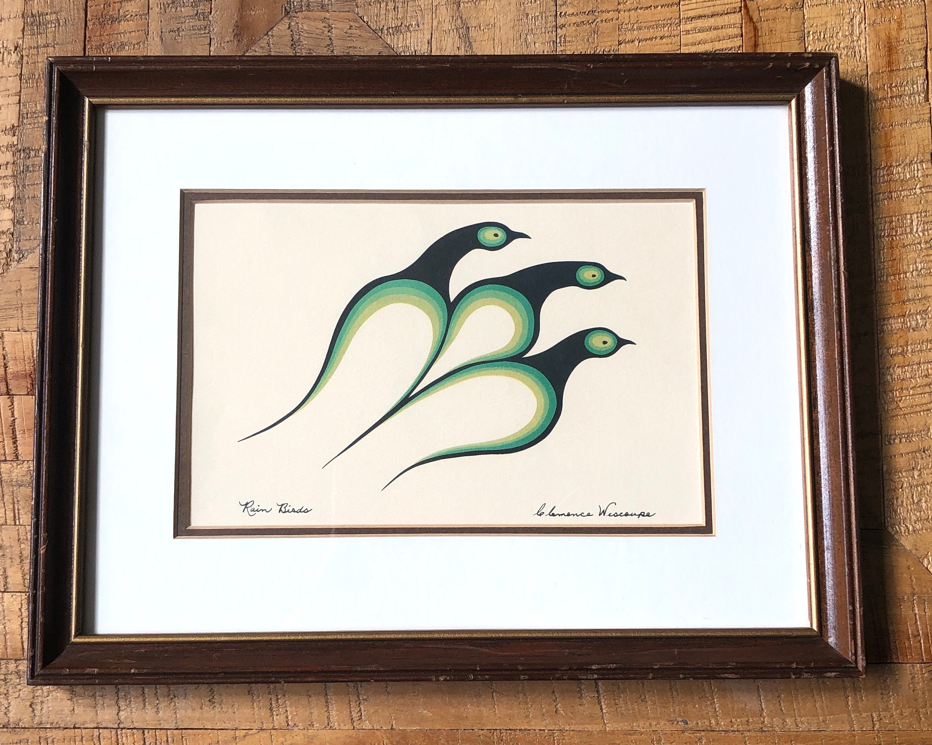 1977 Clemence Wescoupe Signed Rain Birds Serigraph
