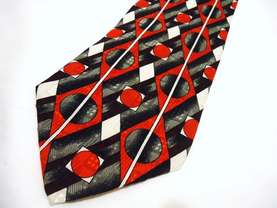 SALE Vintage Matrix Tie Silk Mad Men Retro Style - image 1