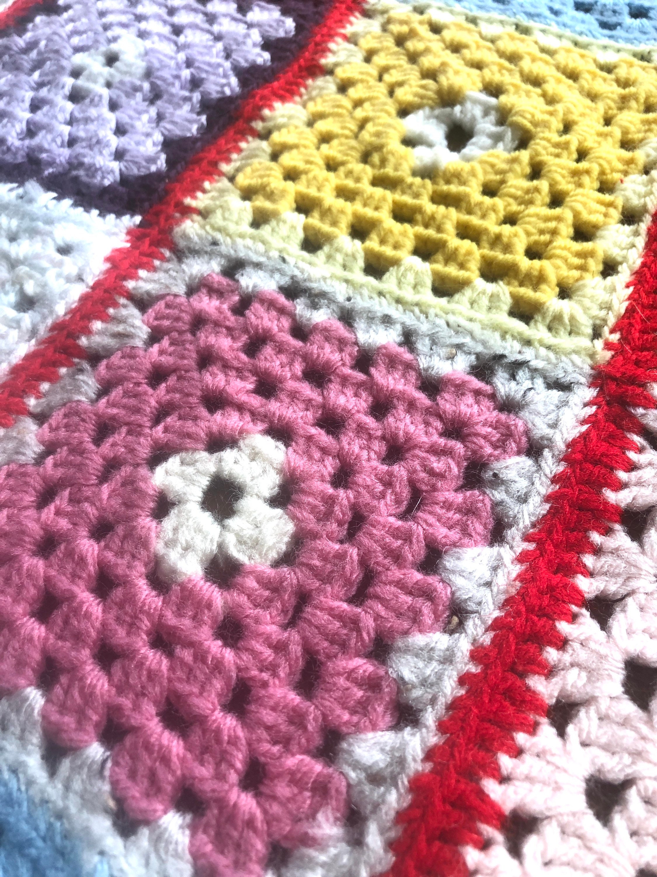 Handmade Crochet Blanket Multi Colour Country Decor Retro Etsy