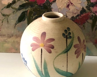 Vintage LAURENTIAN St. Jerome Vase Pottery Quebec, Canada Hand Painted 70's