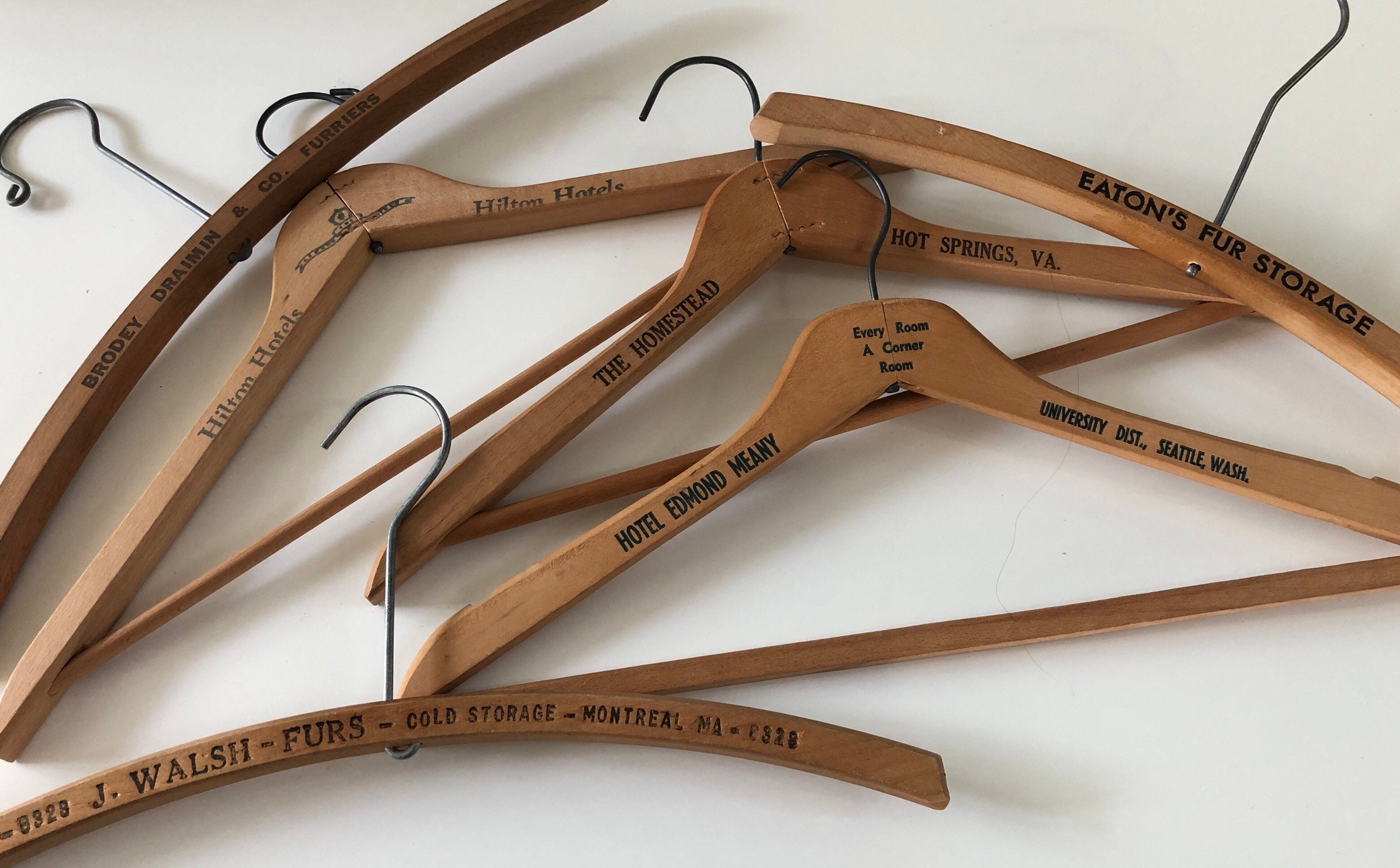 Antique Wooden Hotel Hangers Eatons Fur Storage Home Decor Etsy