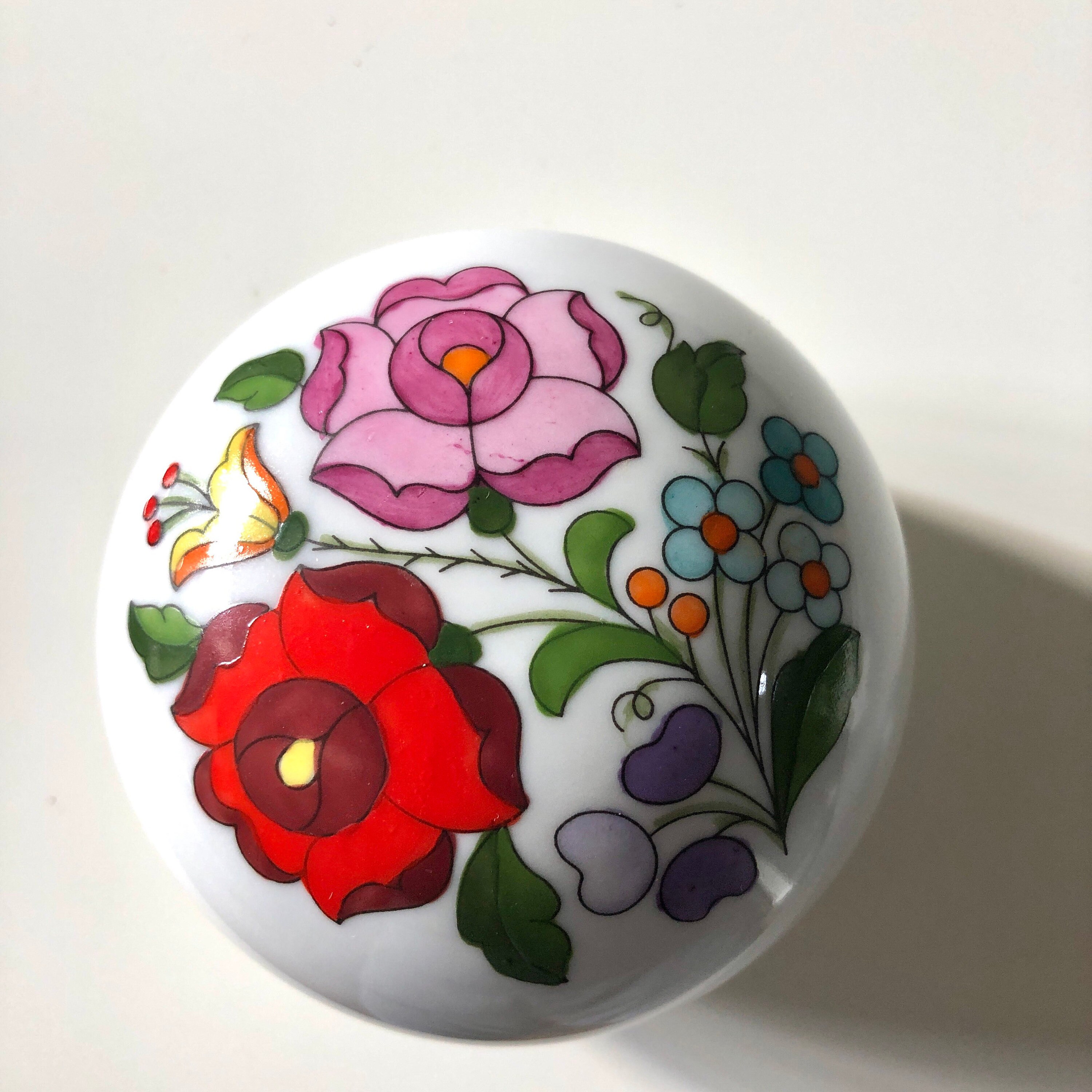 SALE Vintage Trinket Box KALOCSA Hungary Porcelain Hand Painted