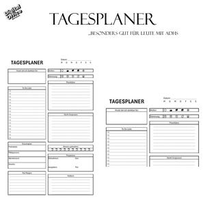 ADHD Daglig Planner, ADHD Att-göra-lista PDF Planner, Minimalistisk Att-göra-lista, A4 Planner, 6 Färger, Uppgiftslista, ADHD Checklista (Tyska)