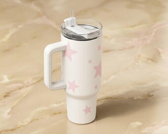 Gobelet Pink Star Dream avec anse et paille 40 oz