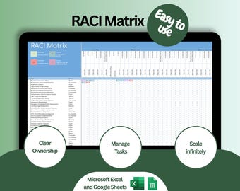 RACI Matrix Template: Google Sheets & Excel, Project Management, Task Delegation