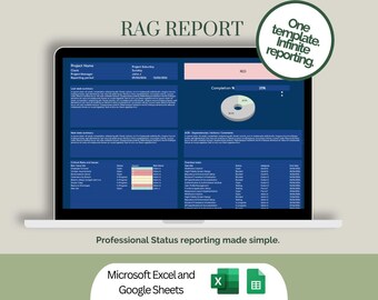 Status reporting template: Dark mode, Project report , Weekly Status Presentation Instant download (Google sheets, Microsoft Excel)