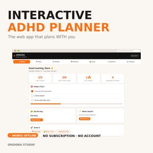 ADHDプランナーウェブアプリ、インタラクティブデジタルプランナー、ドーパミンメニュー、タスク分解ツール、日次・週次・月次プランナー