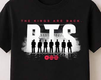 Kpop BTS Inspired Kings Are Back T-Shirt, Music Group Silhouette Tee, Concert Style Graphic Shirt, Unisex Streetwear Tee