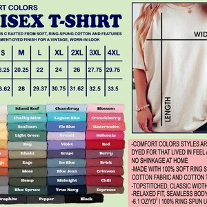 May include: Cream-colored unisex t-shirt with size and color options. The shirt features a relaxed fit, classic width, and is made of soft ring-spun cotton. Available colors include white, black, and various shades of blue, green, and red.