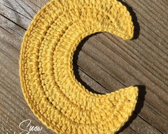 Crochet Crecent Moon Applique - Yellow (Finished product)