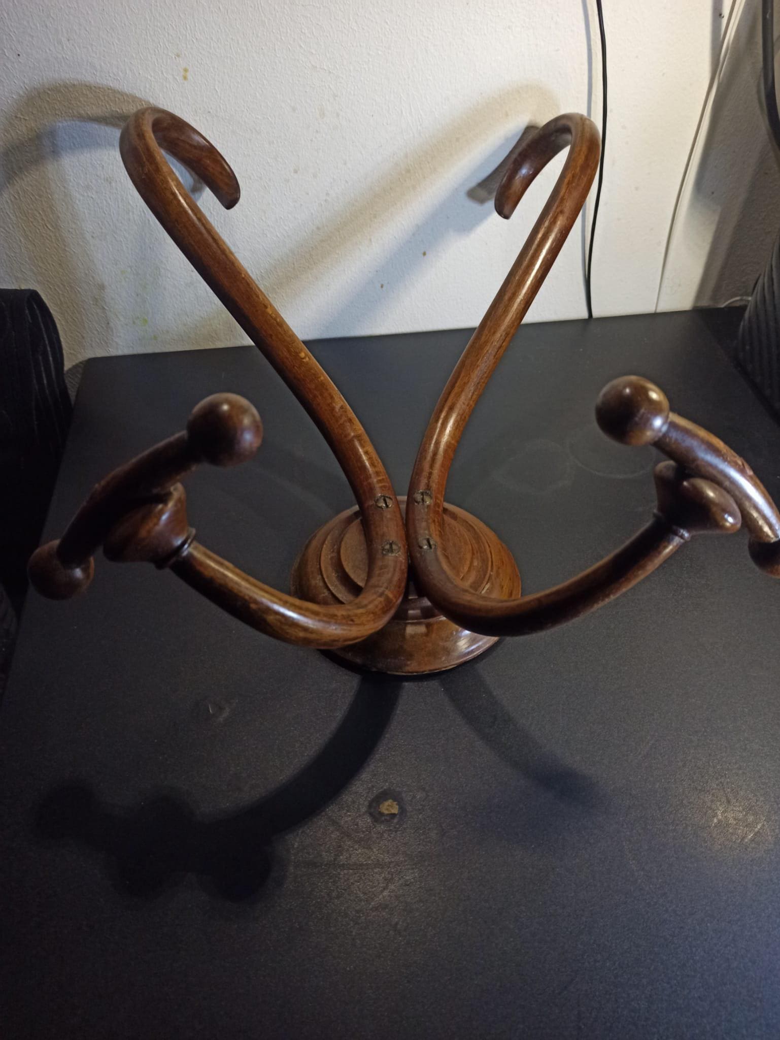 Ancien Patère/Porte Monteaux En Bois Courbé Style Thonet Design 1900/Art Deco