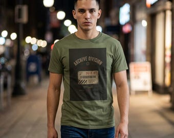 ARCHIVE DIVISION Shirt / Retro Classified File Tee, Minimal Streetwear Graphic T-Shirt, Underground Vintage Aesthetic Tee