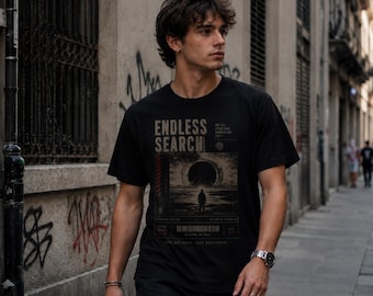 Endless Search T-Shirt / Dark Streetwear Graphic Tee, Offline Society Shirt, Grunge Aesthetic Clothing, Dystopian Oversized Tee